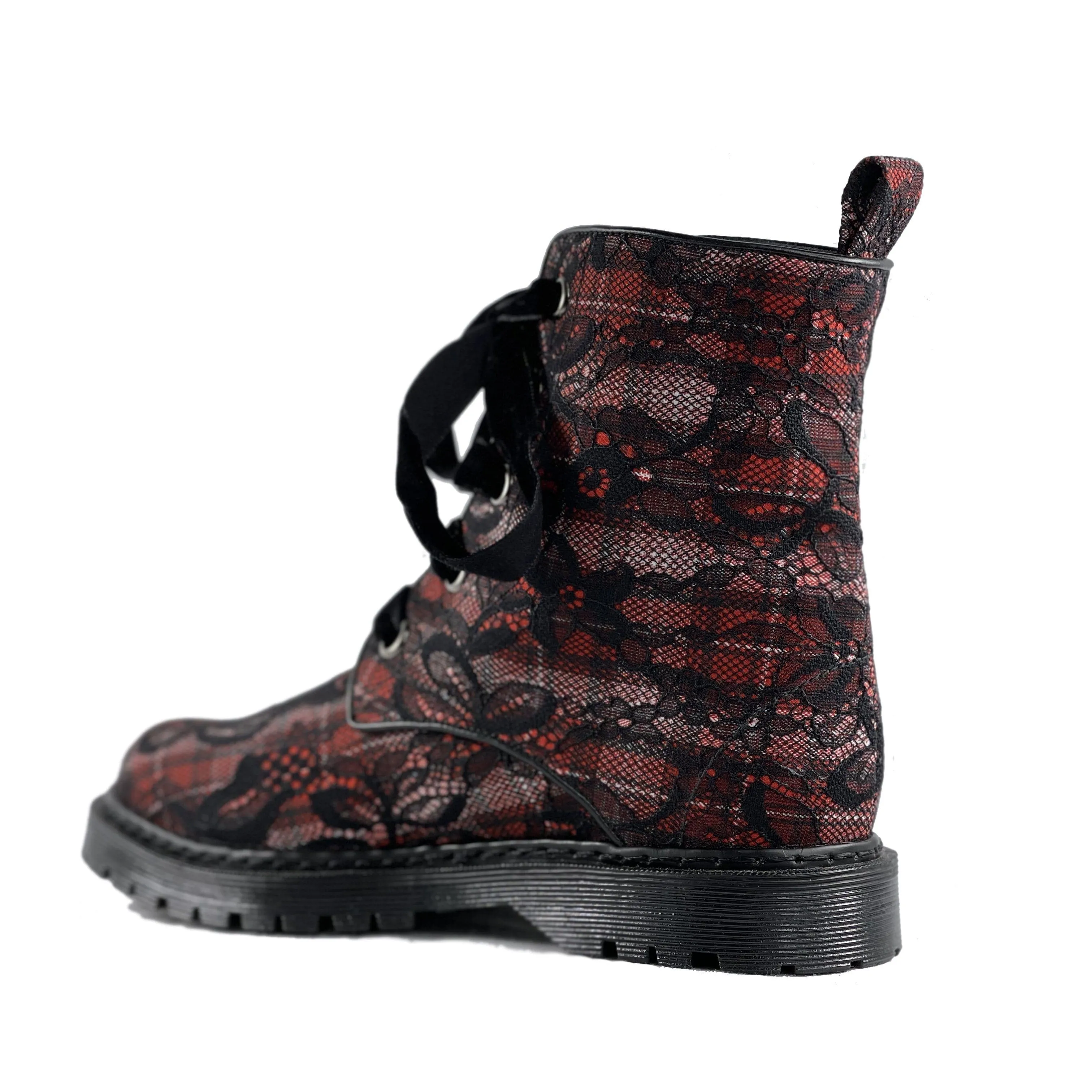 'Billie' vegan combat boots by Zette Shoes - tartan lace Feather Light Cold Climate Seamless Comfort Work Commute