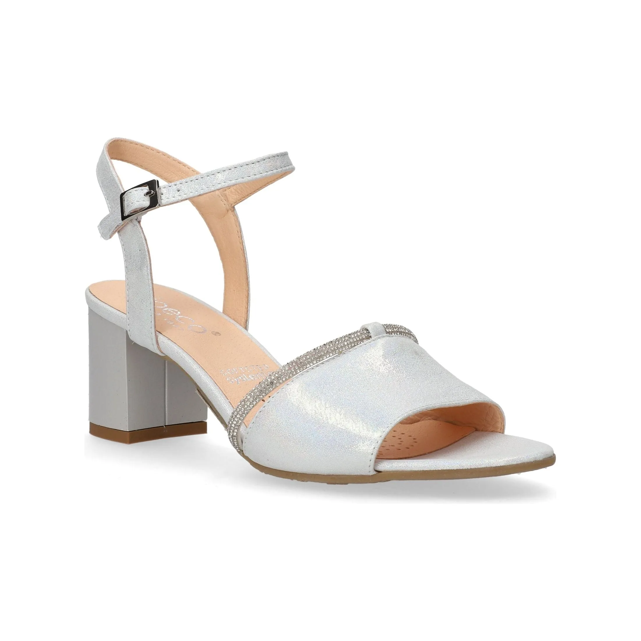 Bioeco Womens Sandal 4040 Silver Shimmer Pointed Toe Shoes