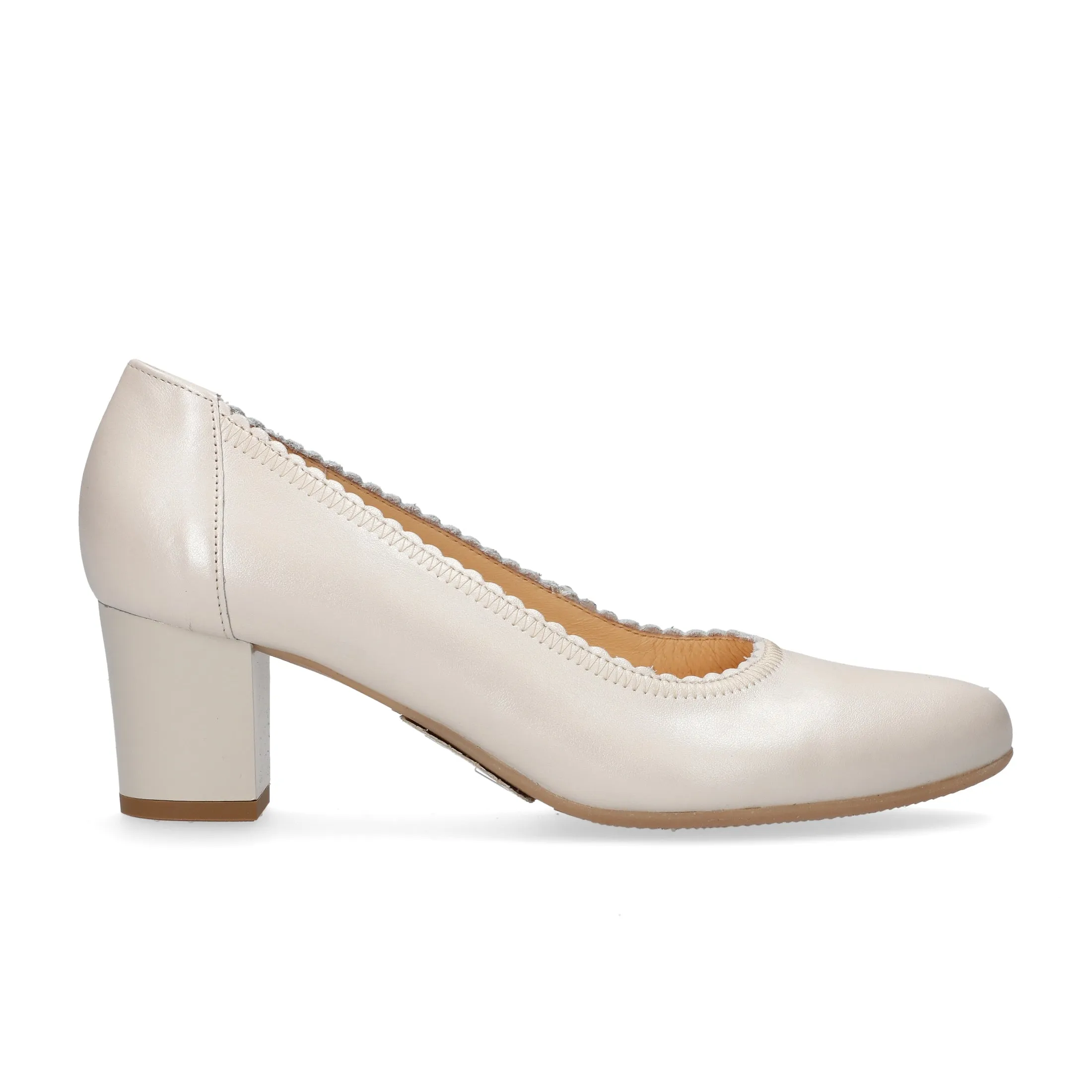 Elastic Band Comfortable Heel Bioeco Womens Shoe 5527 Pearl Leather