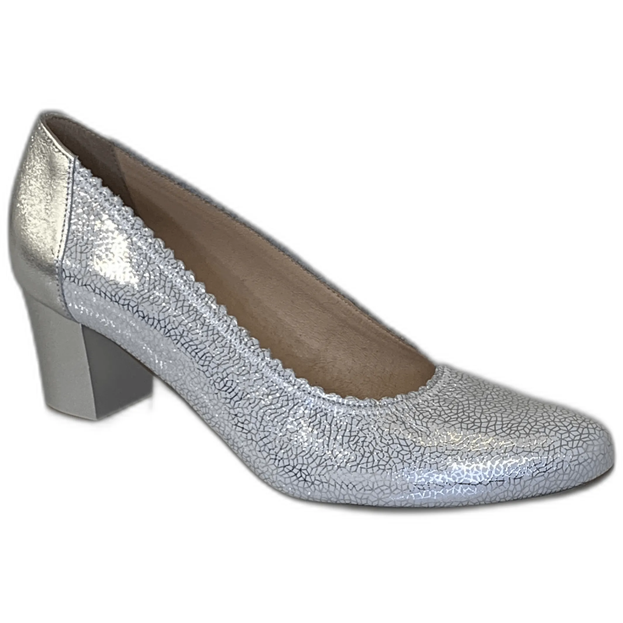 Timeless Footwear Comfortable Pumps Bioeco Womens Shoe 5527 Silver Leather