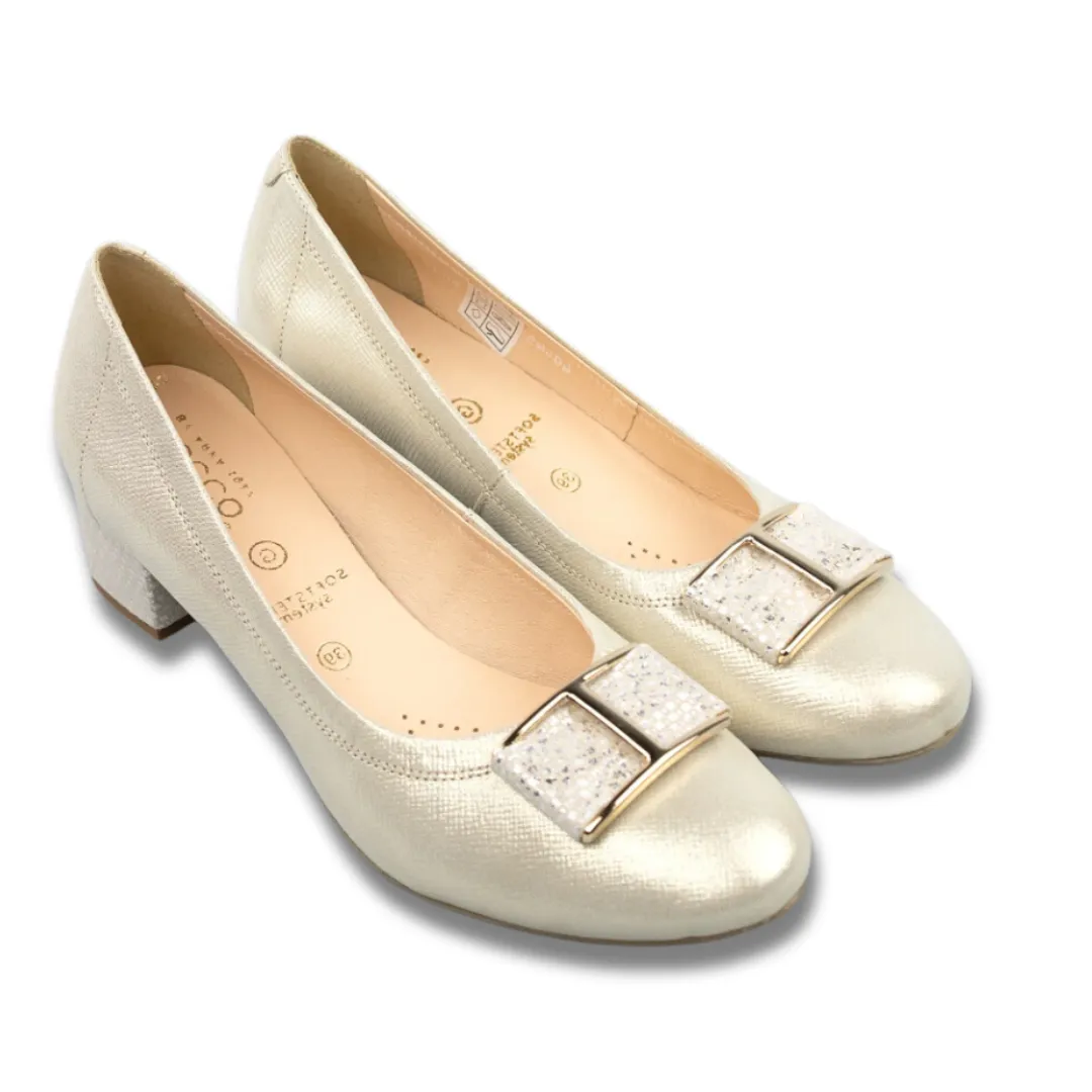 Bioeco Womens Shoe 5632 Gold Shimmer Casual Platform Heels Anti Slip