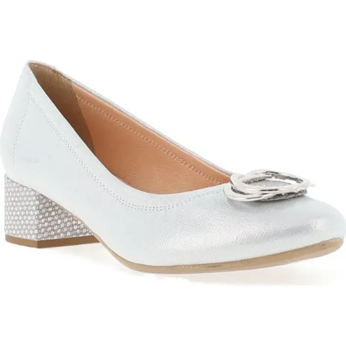 Padded Tongue Trendy Platform Heels Bioeco Womens Shoe 6415 Silver Leather