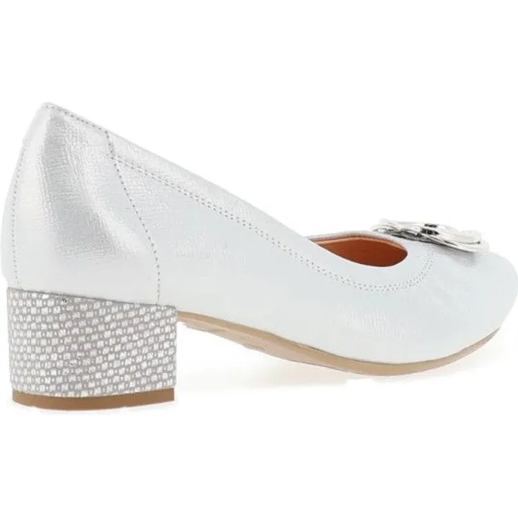 Polished Design Casual High Heel Shoes Bioeco Womens Shoe 6415 Silver Leather