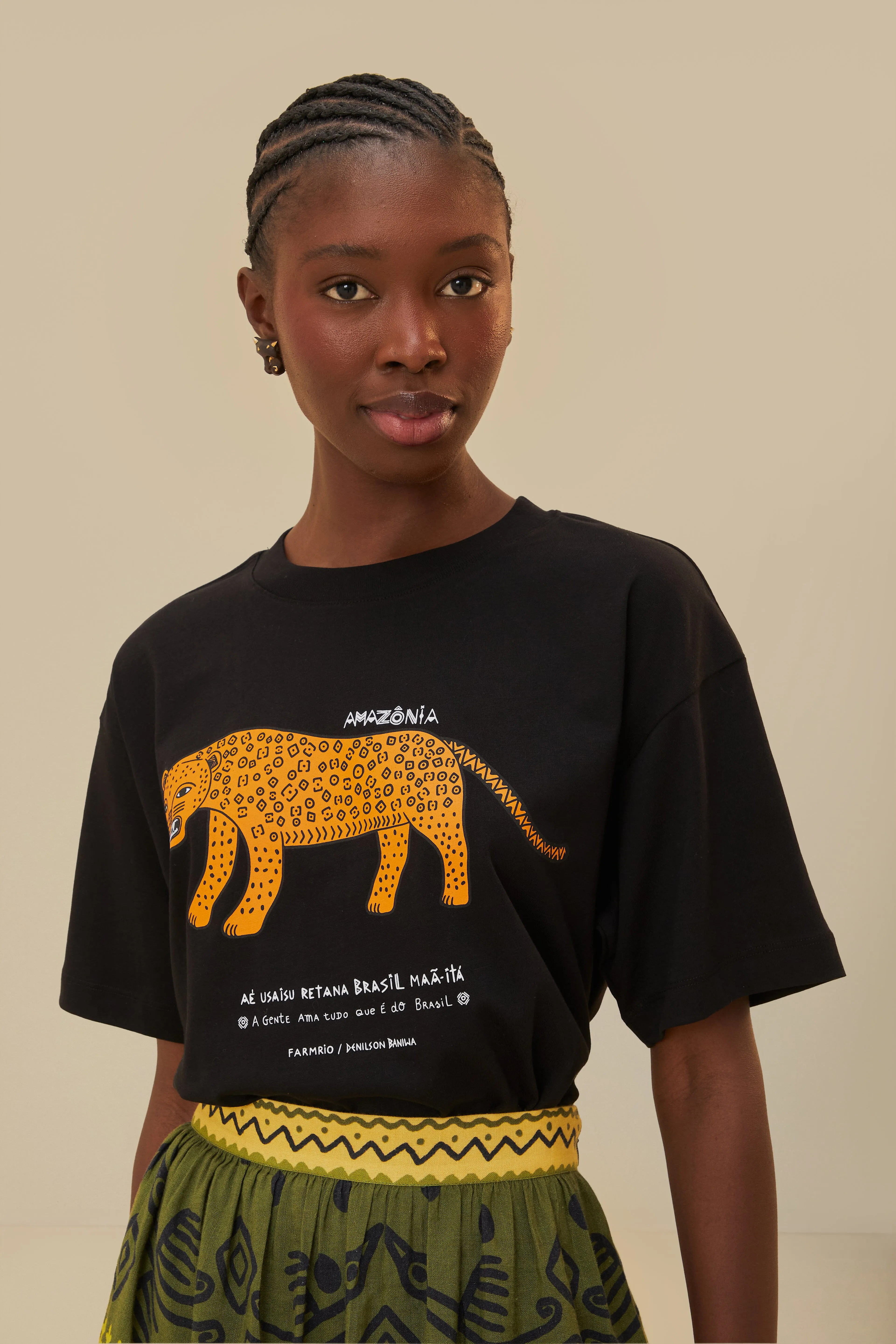 Black Amazonia Organic Cotton Relaxed T-Shirt Cool and Comfortable Soft Touch Texture