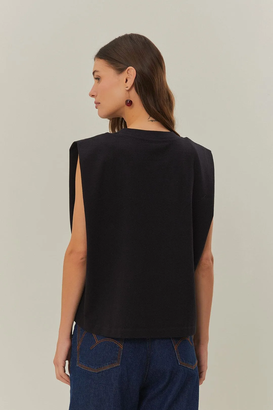 Active Style Black Beaded Hearts T-Shirt