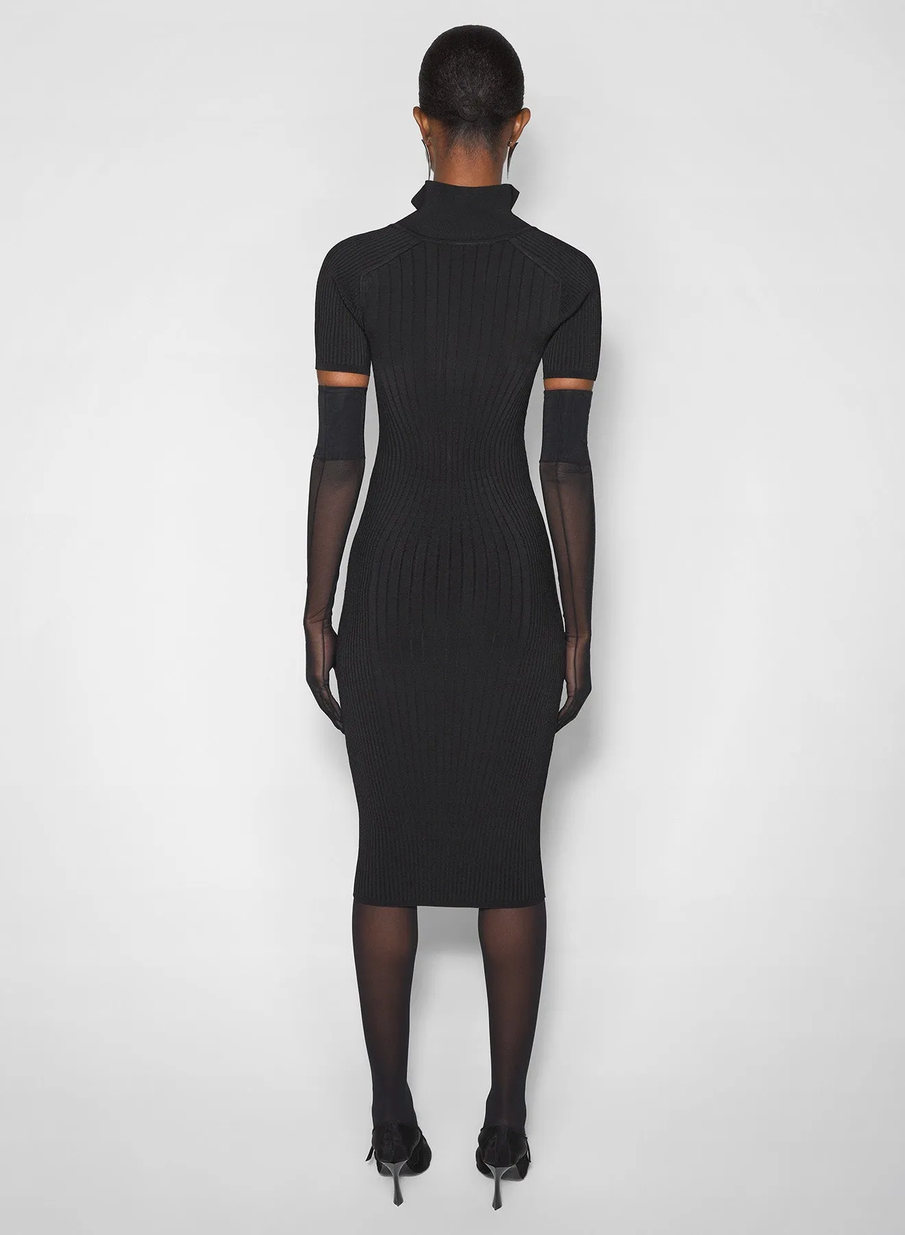 Smart Layering Classic sheath dress black hook-and-eye ribbed dress