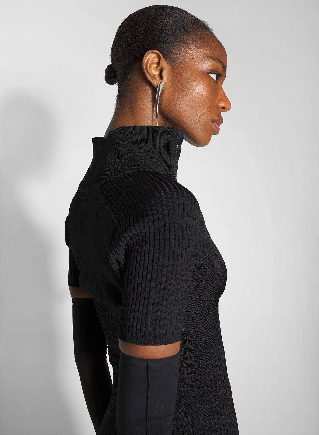 black hook-and-eye ribbed dress Everyday-Use