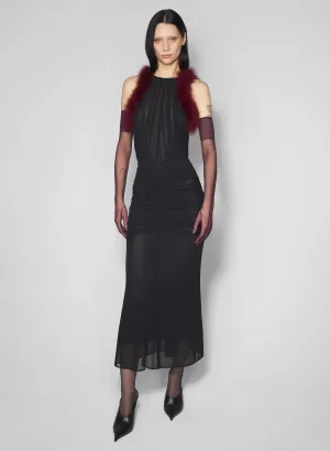 black marabou ruched dress Fall Go Sister Charm