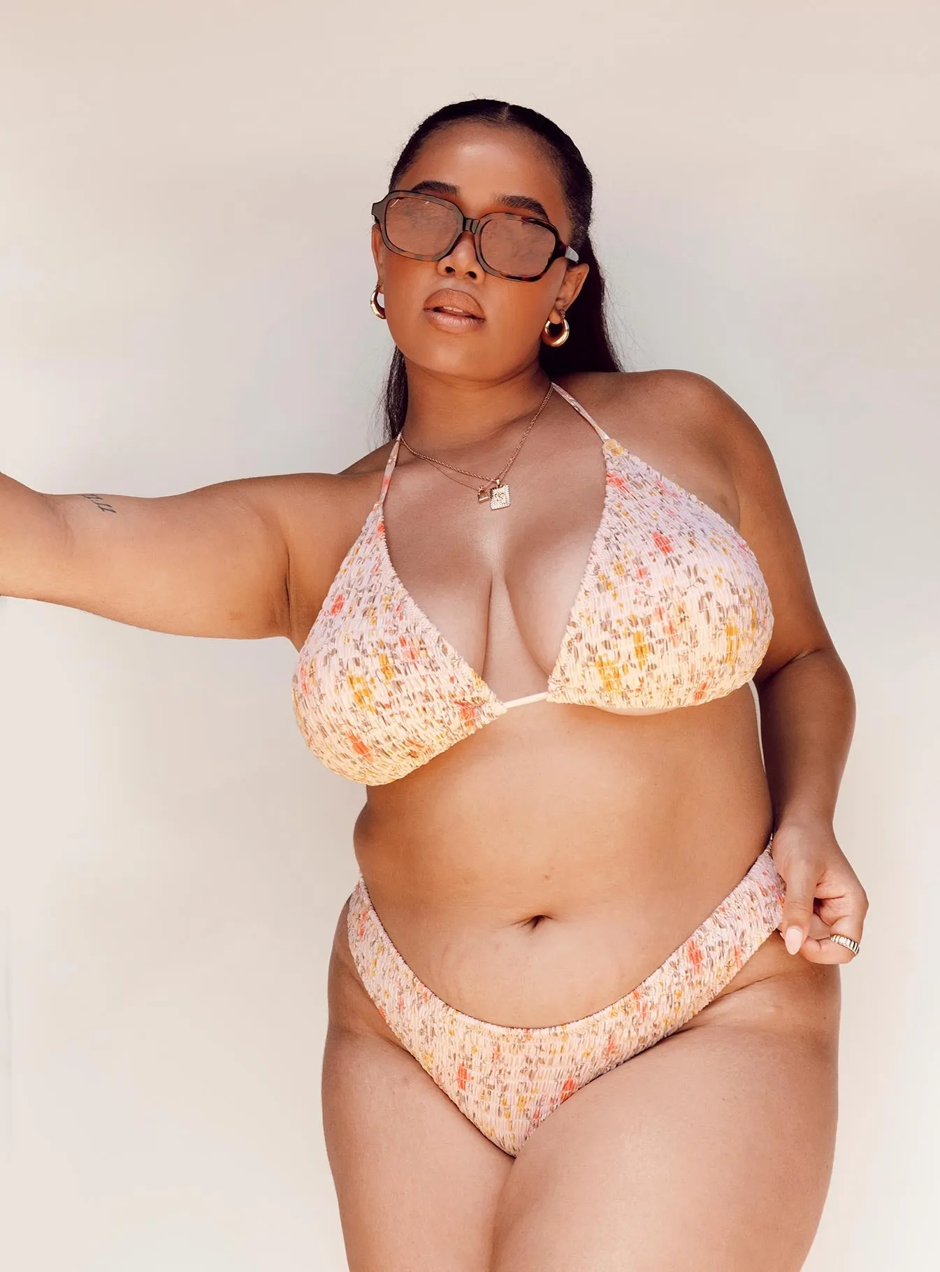 Blanca Bikini Bottoms Beige Curve Anti Slip Banding Swim Ready