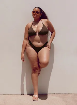 Blanca Eco Nylon Bikini Top Brown Curve Compressive Fit