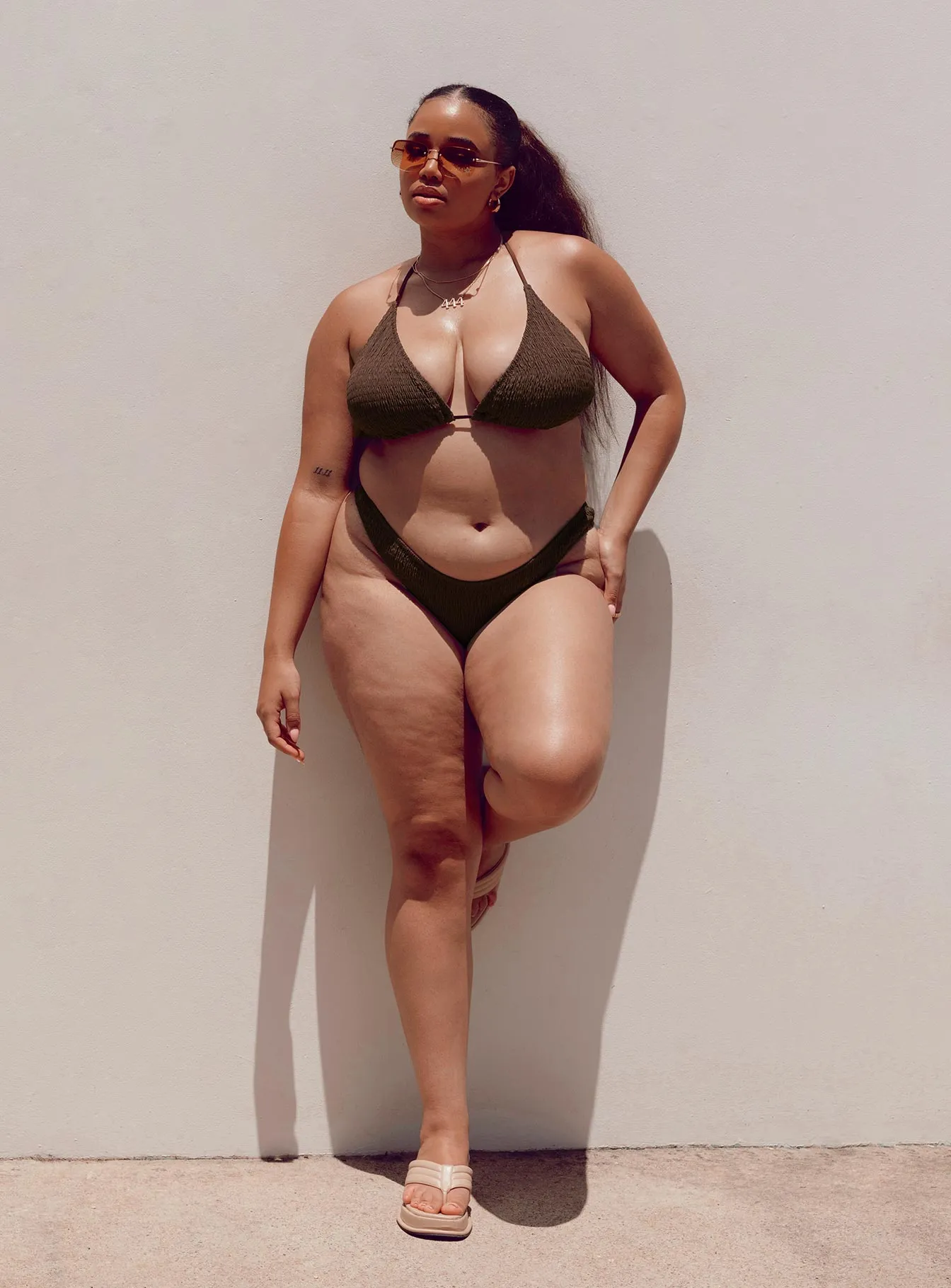 Blanca Eco Nylon Bikini Top Brown Curve Compressive Fit