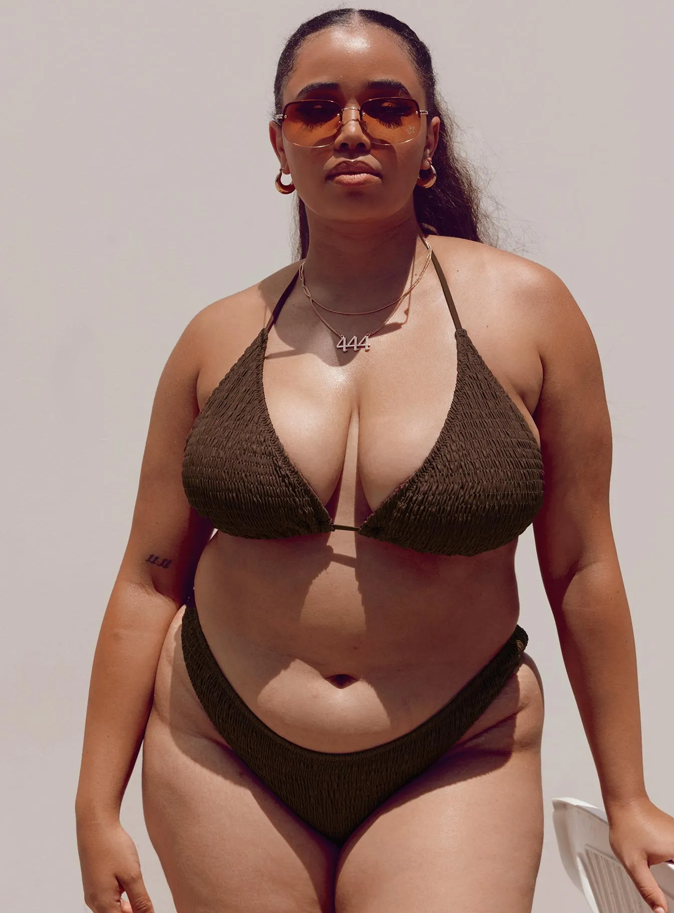 Blanca Eco Nylon Bikini Top Brown Curve Exotic Prints Plus Size