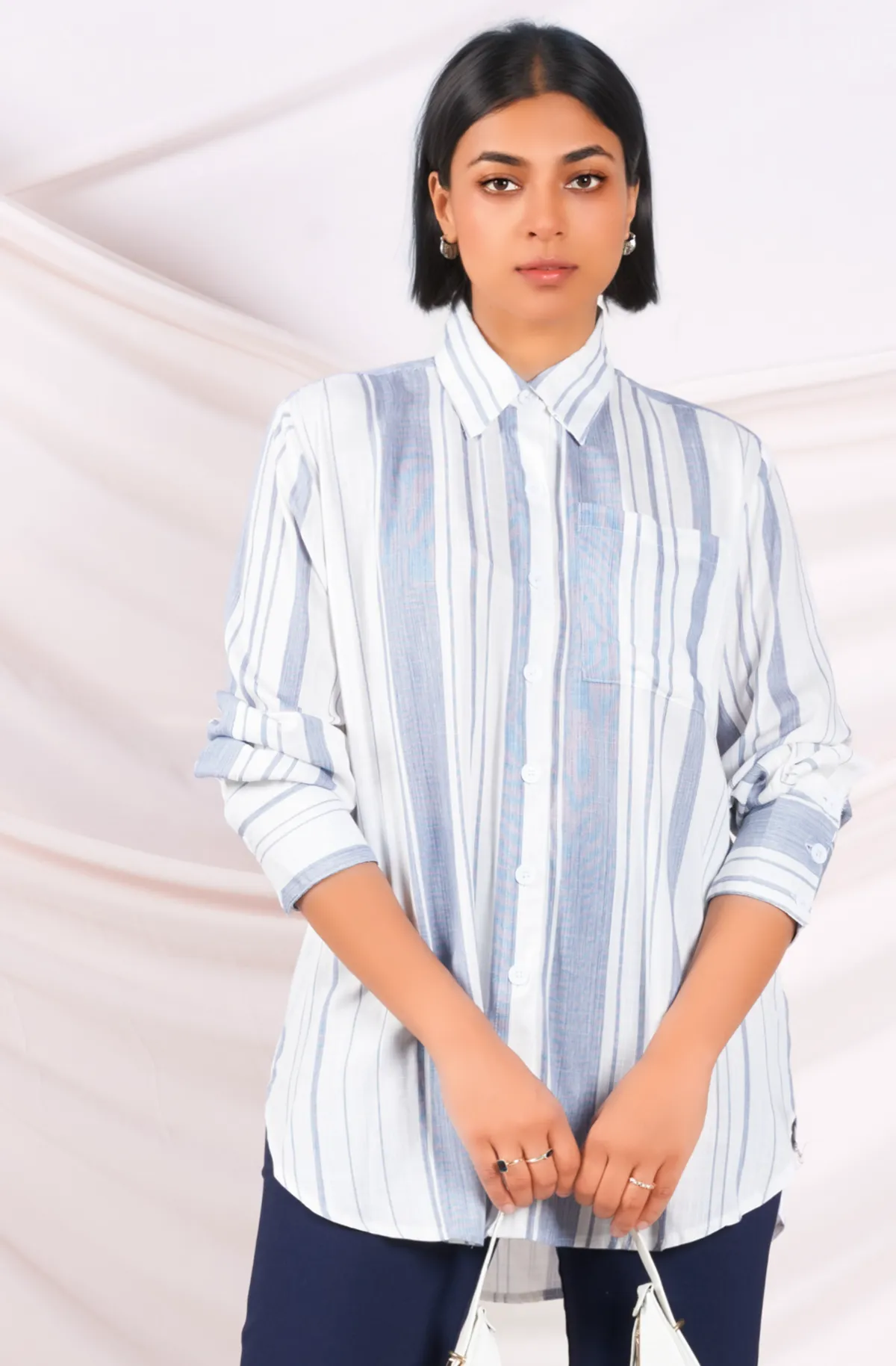 Blue & White Stripe Shirt Cozy and Fashionable