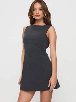 Sleek Draping Blyss Mini Dress Charcoal
