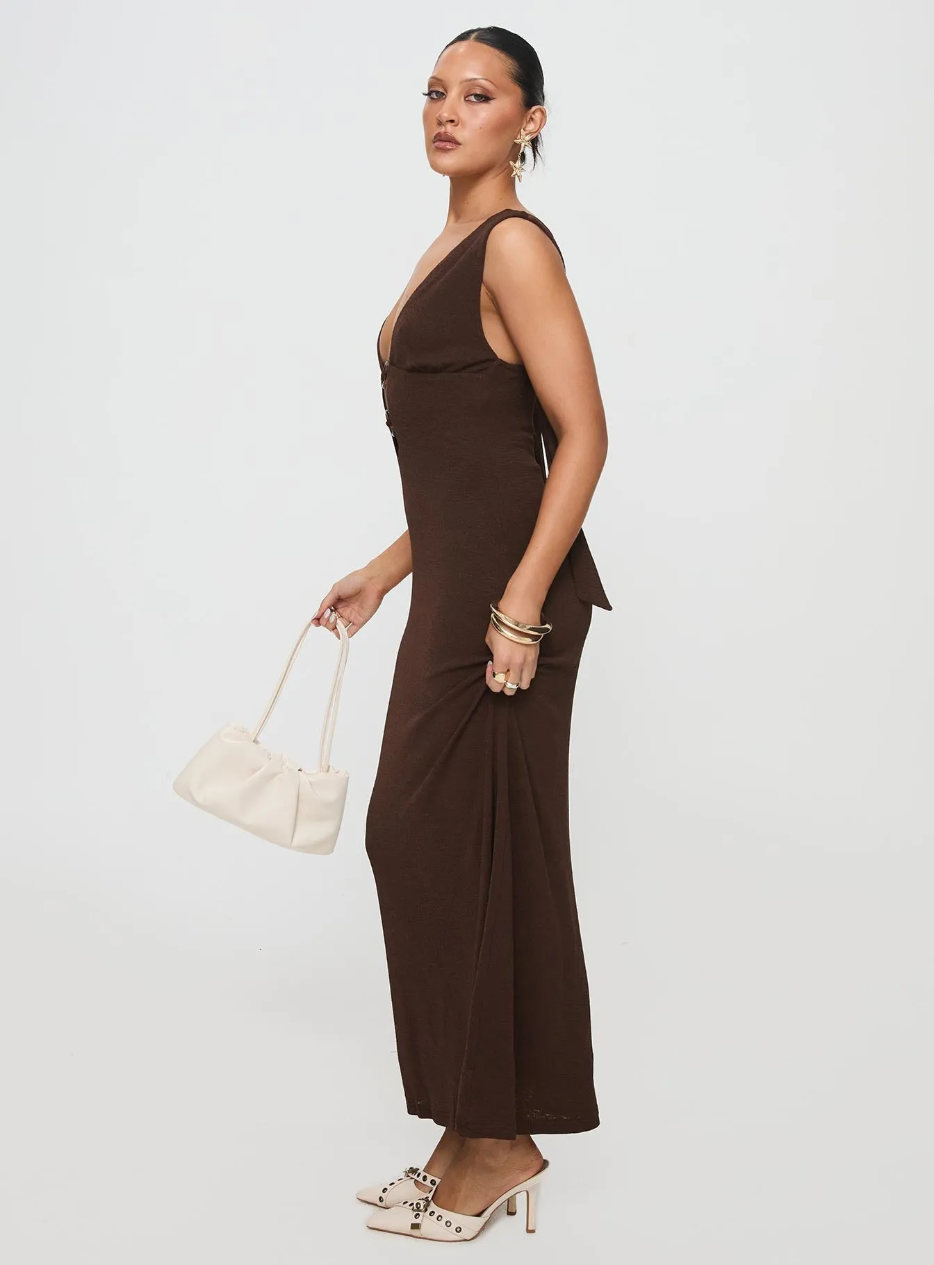 Slim-fit Sporty Look Steward Maxi Dress Chocolate