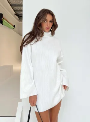 Classic Layers Sonelle Long Sleeve Knit Mini Dress White