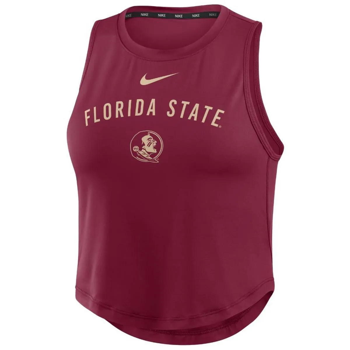 Tagless Neck Thermal Regulation Fabric Nike Women's Florida State Seminole Logo One Dri-fit Crop Tank - Garnet