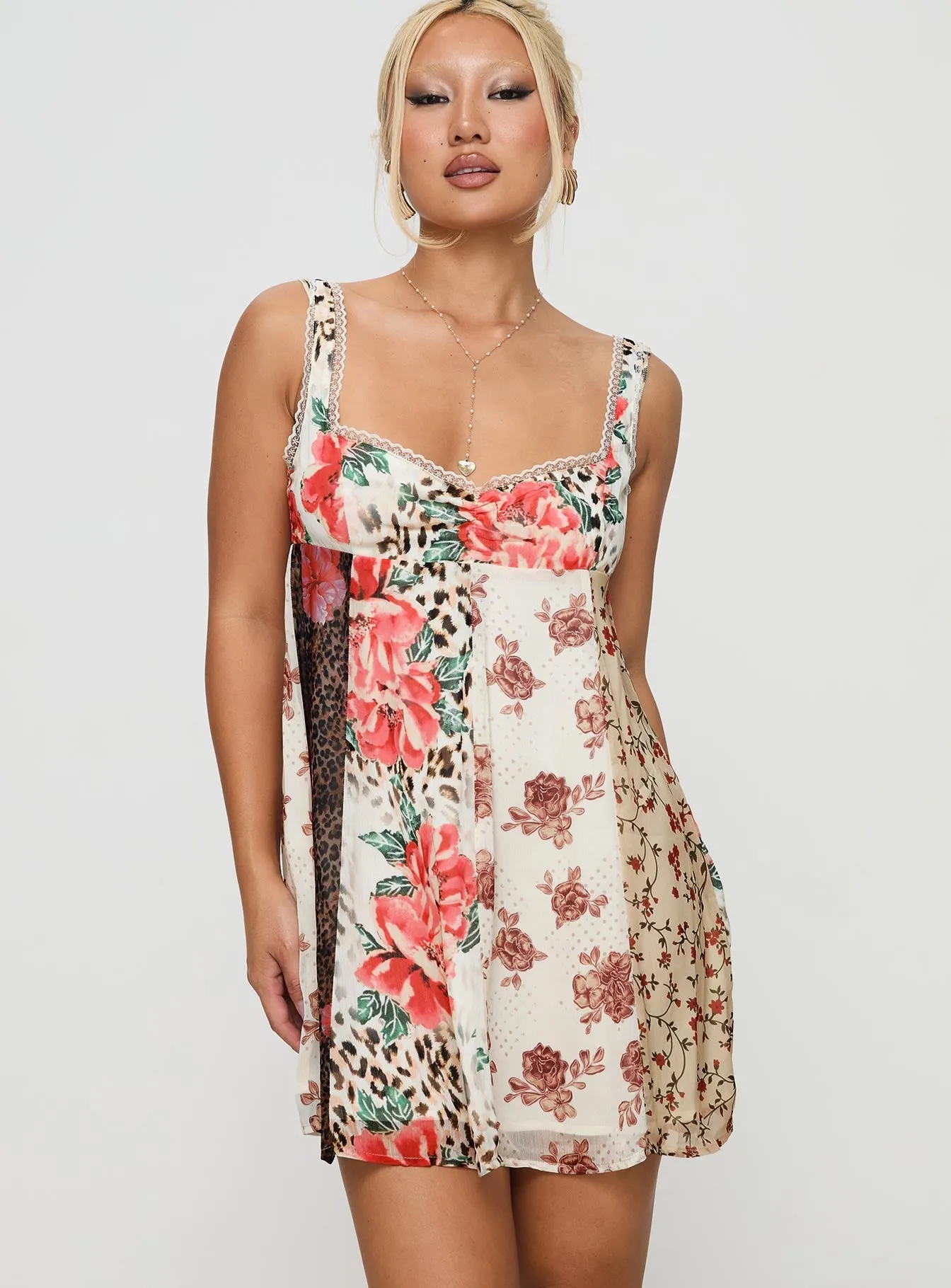 Botanicals Patchwork Mini Dress Multi ContrastStitching