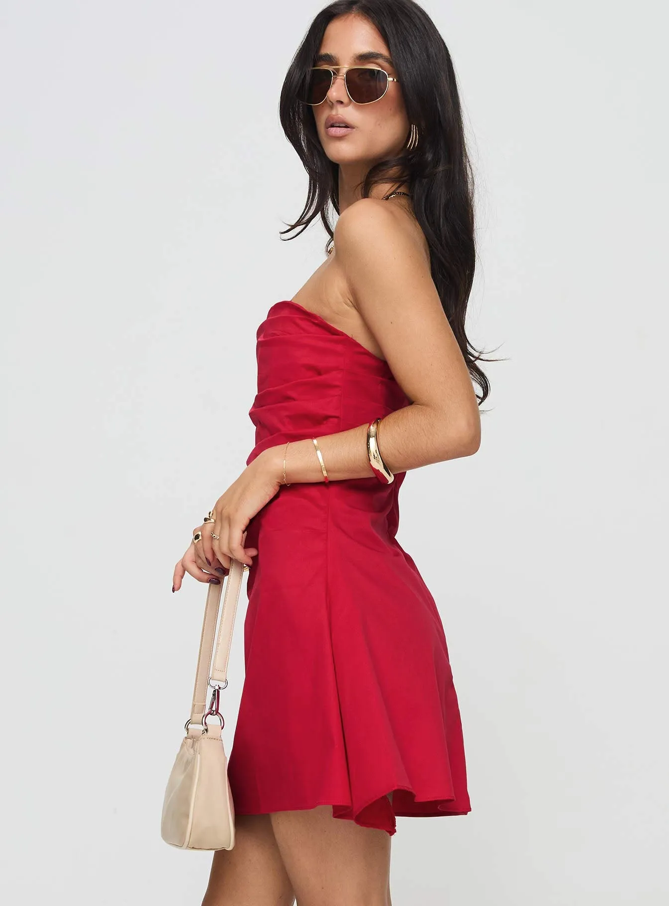 Bradwell Strapless Mini Dress Red Tall All-Day Wear