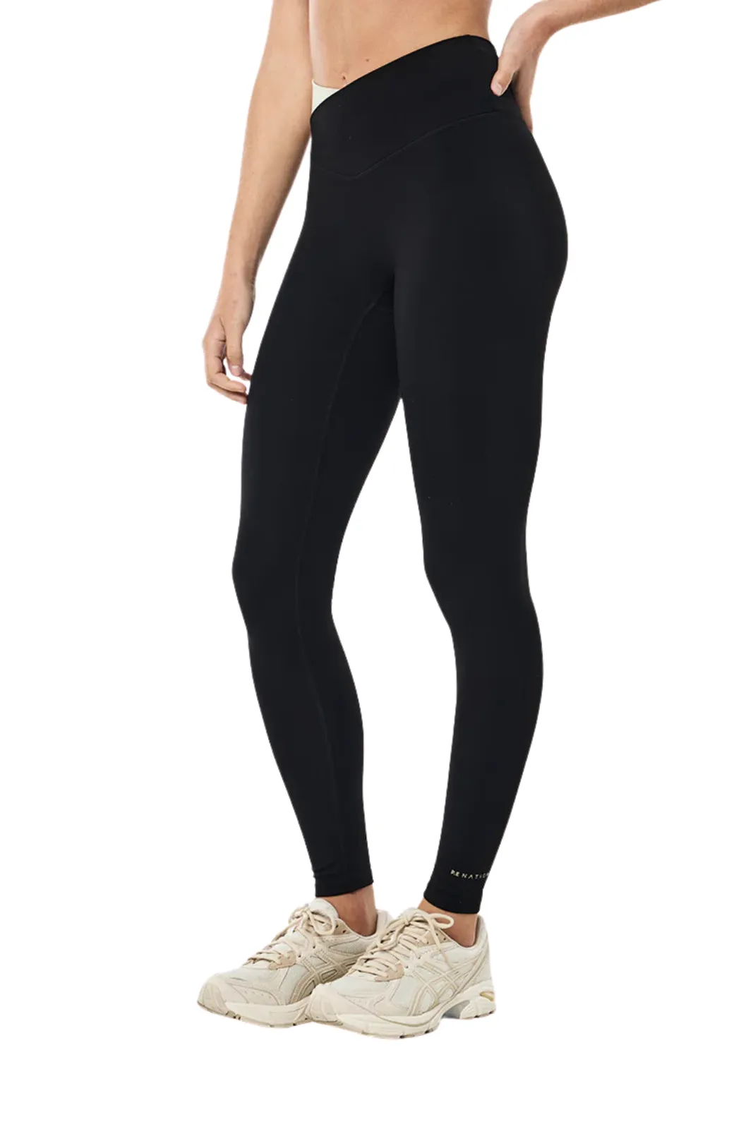 Stretch Fit Weekend Trip Wander F/L Legging, Black/Biscuit