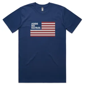 Leisure Casual ZeroDistressFinish Abide No Hatred American Flag T-shirt (Navy)