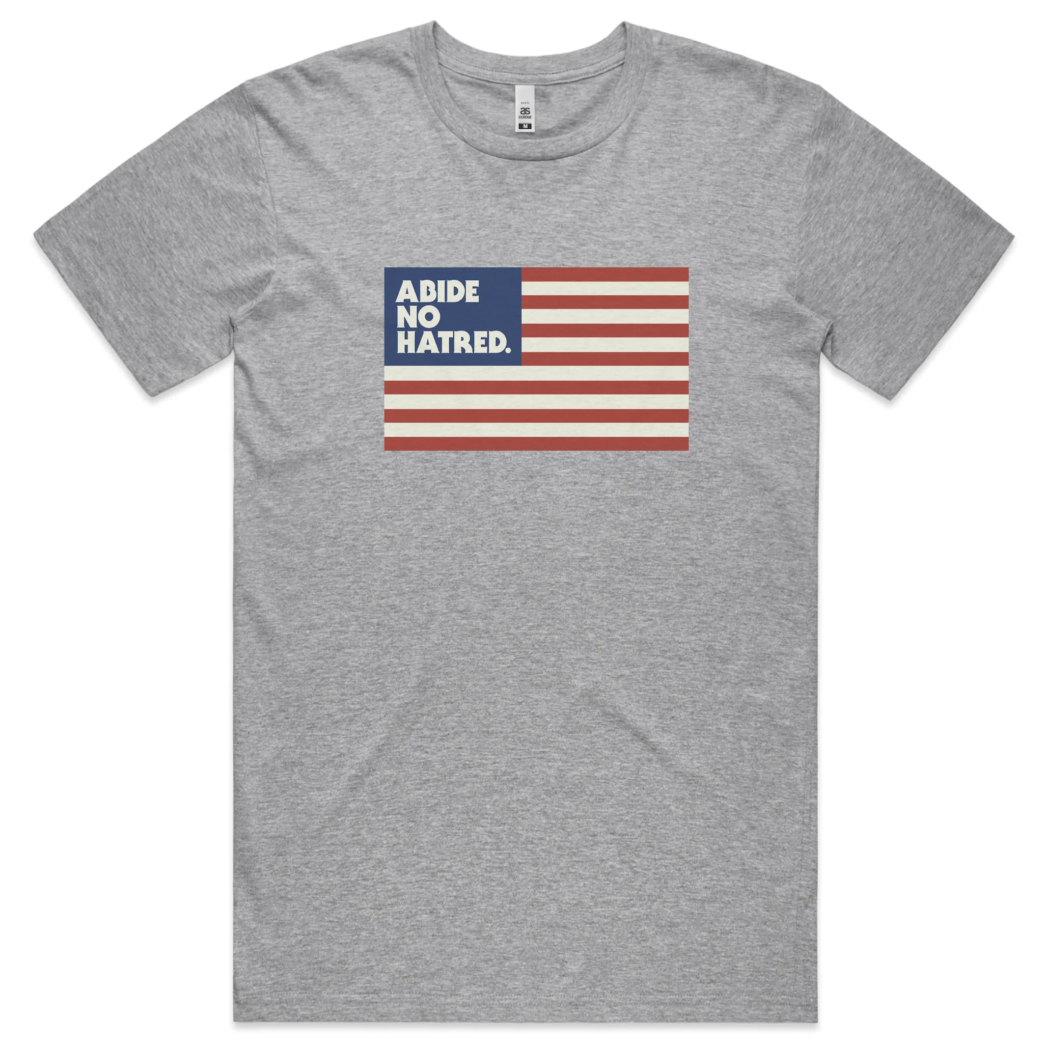 Eco Conscious Production Abide No Hatred American Flag T-shirt (Gray)