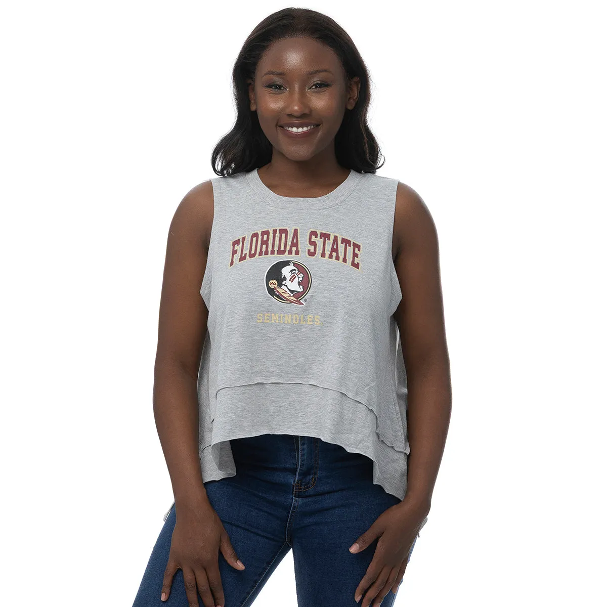 ZooZatz Women's Florida State Seminoles/Seminole Logo Flowy Tank - Grey Sensor - Equipped