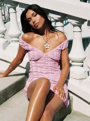 Breezy Off The Shoulder Mini Dress Lilac All-season garment Travel-Pack