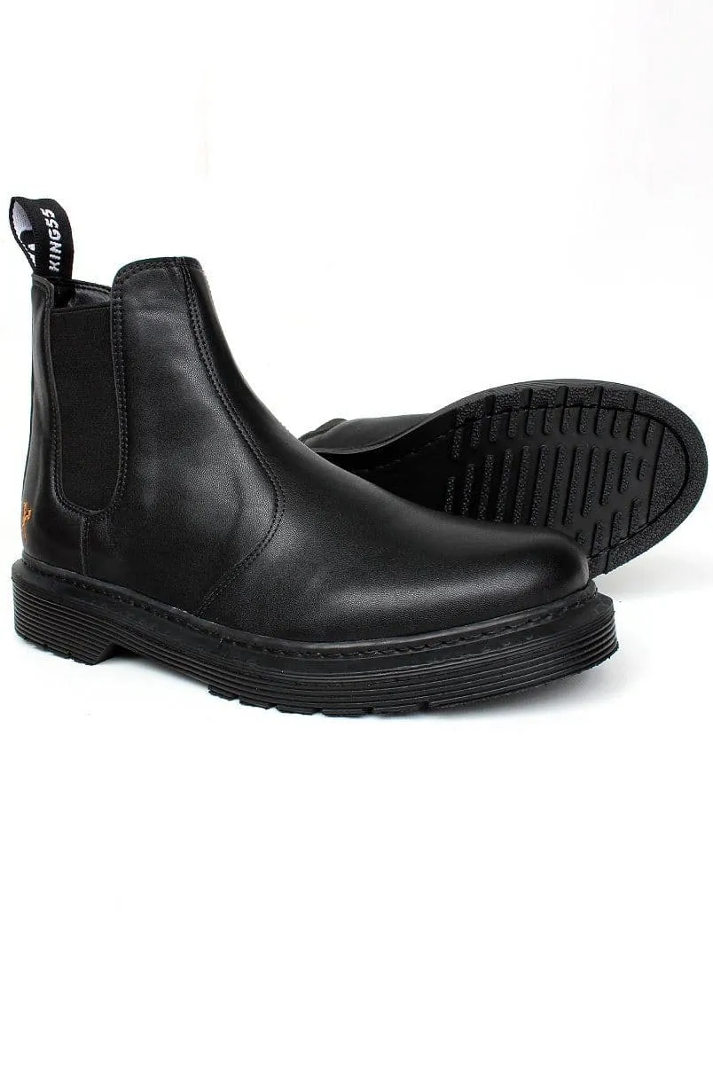 'Brick Lane' Vegan Chelsea Boot by King55 - Black ZipUp