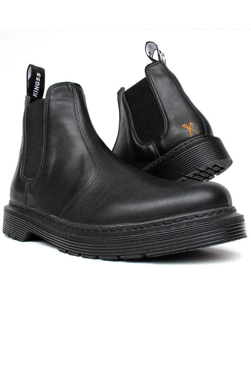 Flexible Comfort Lace-up 'Brick Lane' Vegan Chelsea Boot by King55 - Black