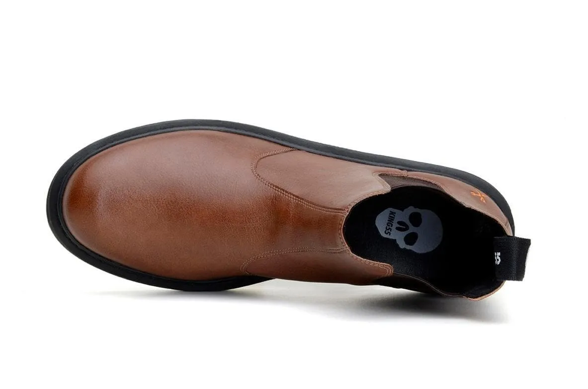 'Brick Lane' Vegan Chelsea Boot by King55 - Cognac Bendable