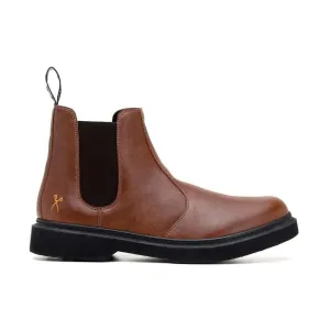 'Brick Lane' Vegan Chelsea Boot by King55 - Cognac Adjustable Fastening