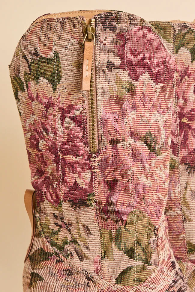 Brilee Floral Tapestry Cowboy Boots Training Ground Seamless Comfort Snowy Path