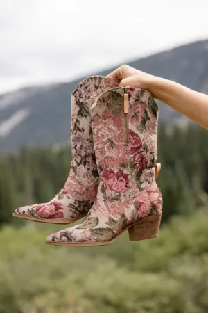 Cushion Build Brilee Floral Tapestry Cowboy Boots
