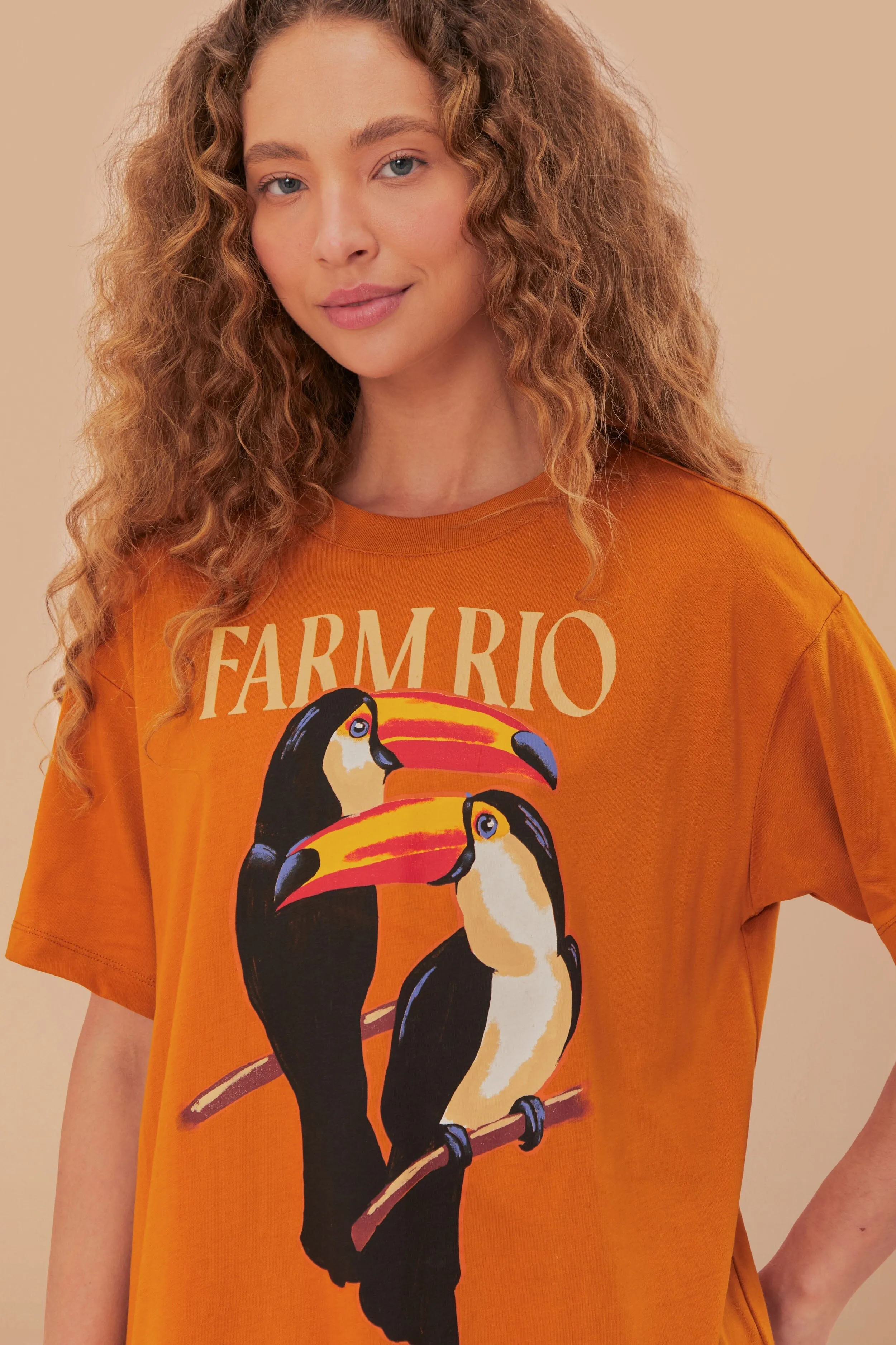 Brown Farm Rio Toucan Organic Cotton Relaxed T-Shirt Soft Touch