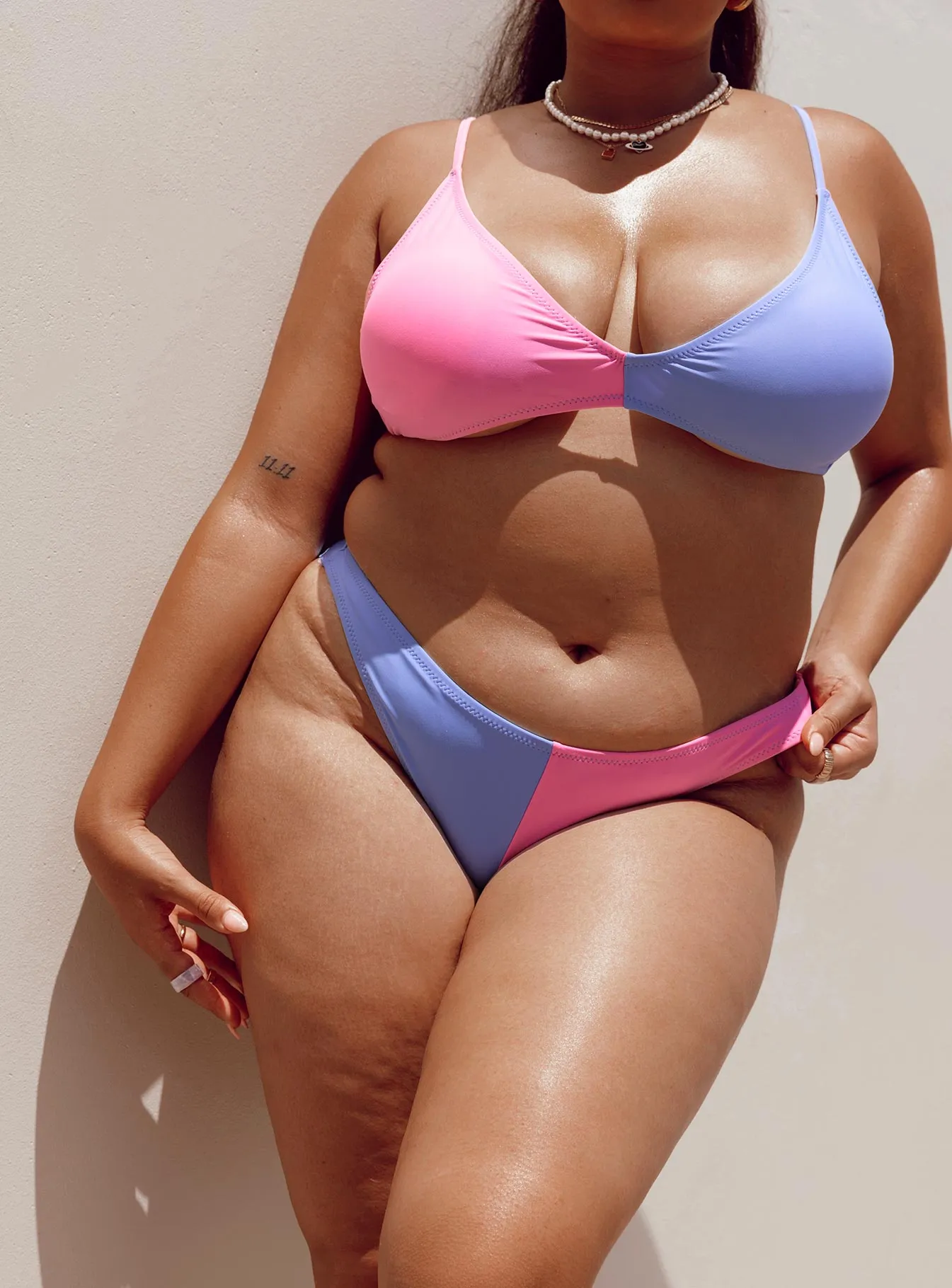 Rachel Bikini Bottoms Blue/Pink Curve Tagless Comfort