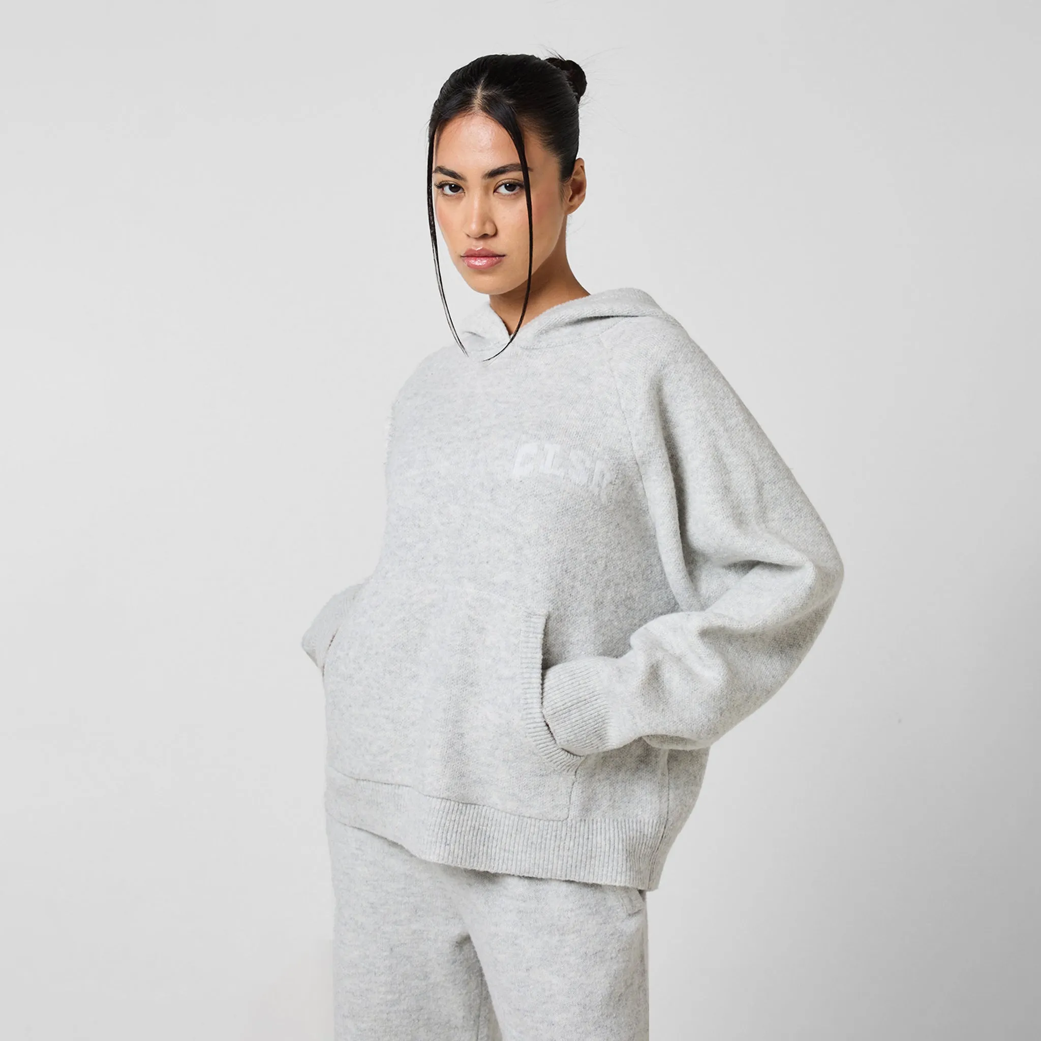 Ventilated Back Panel MachineWashable Knit CLSR Hoodie | Light Grey Marl