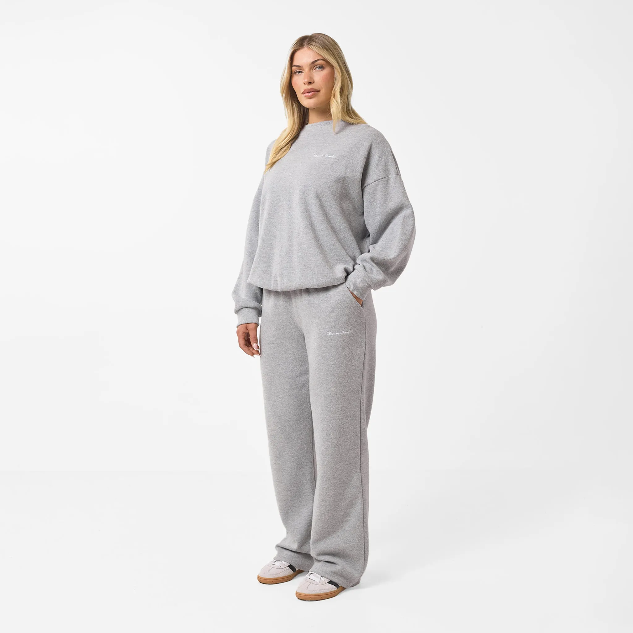 Sharp Edge Soft Knit Wide Leg Pant I Grey Marl