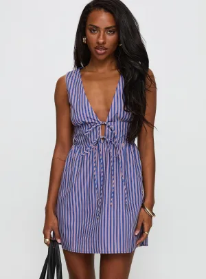 Bow Soft Pokey Mini Dress Navy Stripe