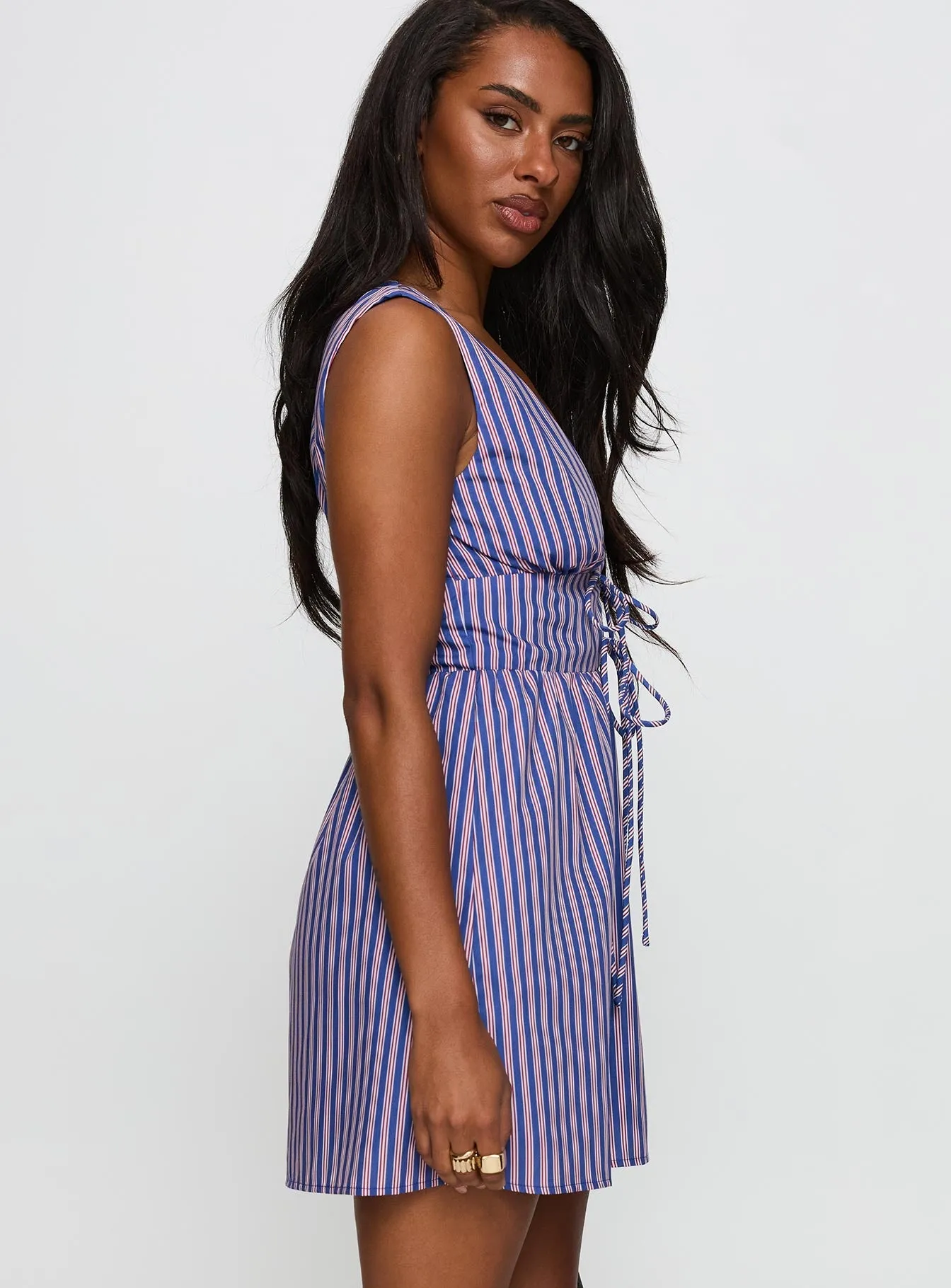 Soft Tone Effortless Elegance Pokey Mini Dress Navy Stripe