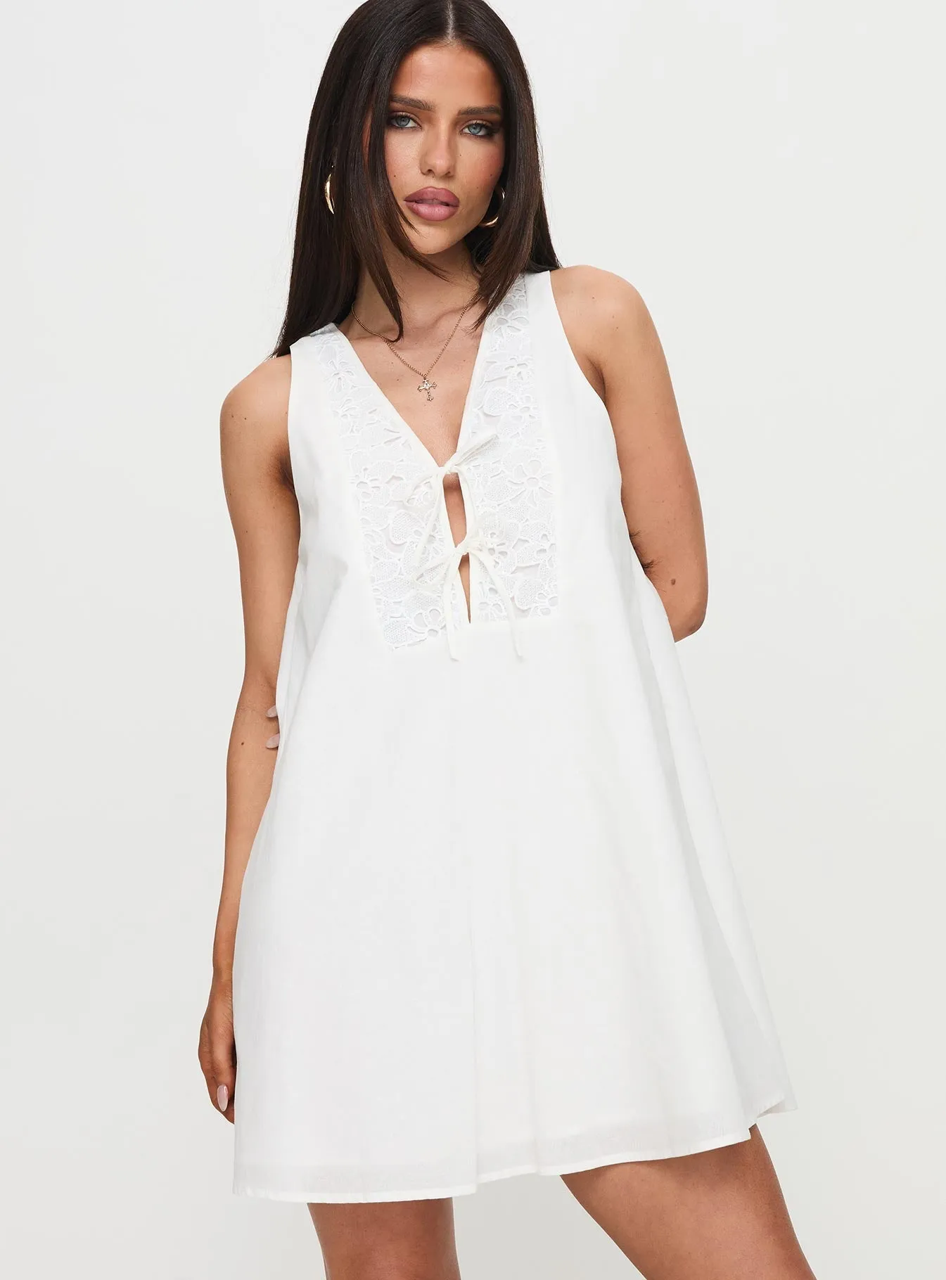 Fashion-forward day dress Butterflies Embroidered Mini Dress White