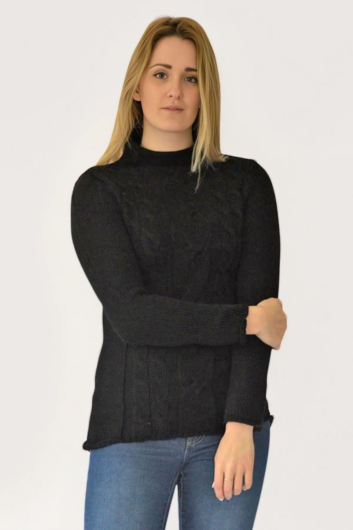 Early Chill Cable Knit Funnel Neck Jumper