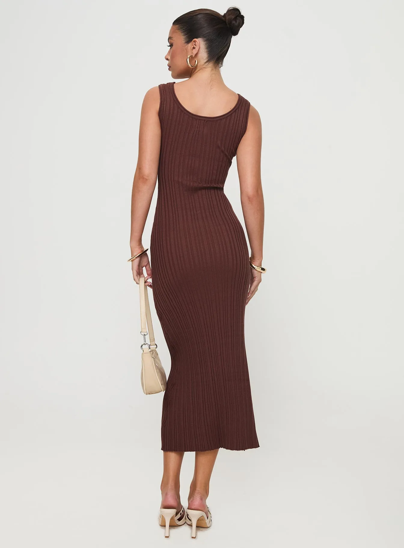 Striped-Pattern Linen Vibe Jackman Maxi Dress Brown