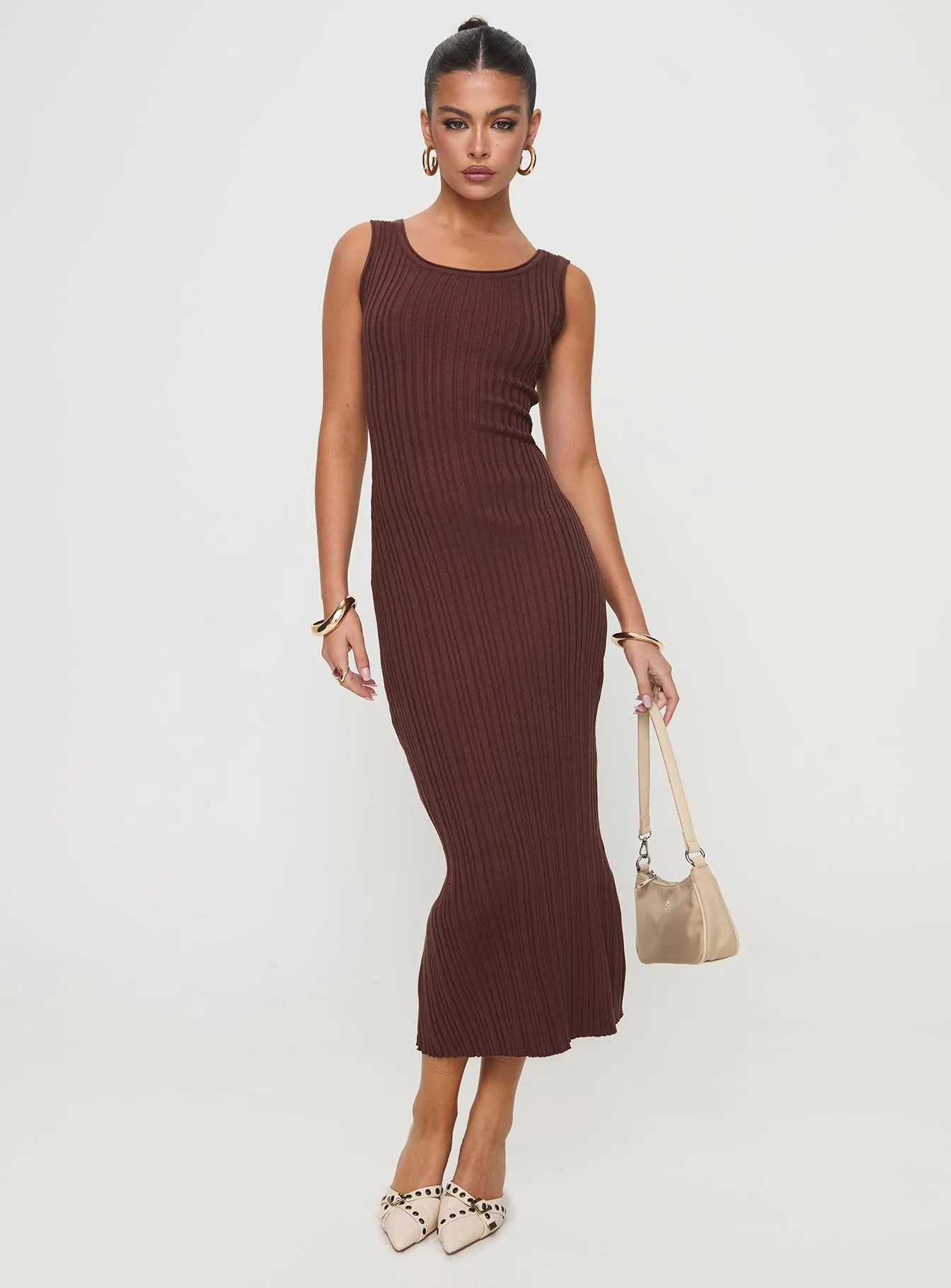 Jackman Maxi Dress Brown Bare Arm