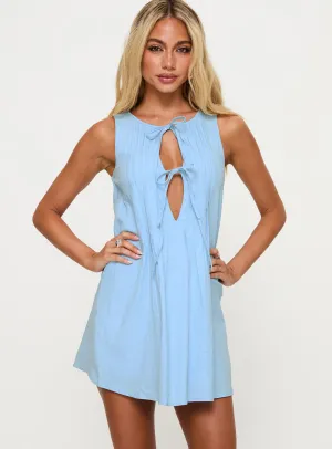 Refined Mood Caddie Tie Mini Dress Blue
