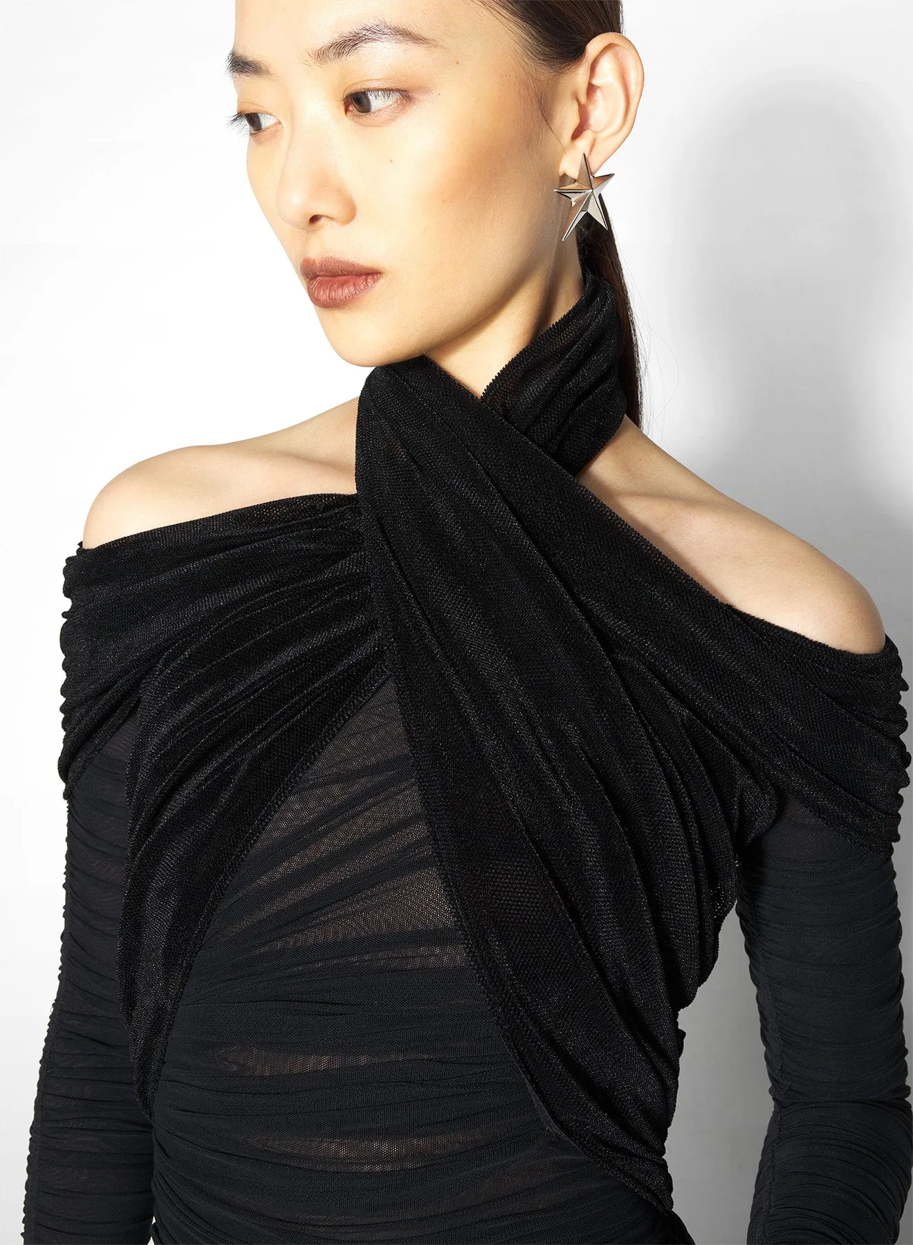 Free Step black draped halter dress