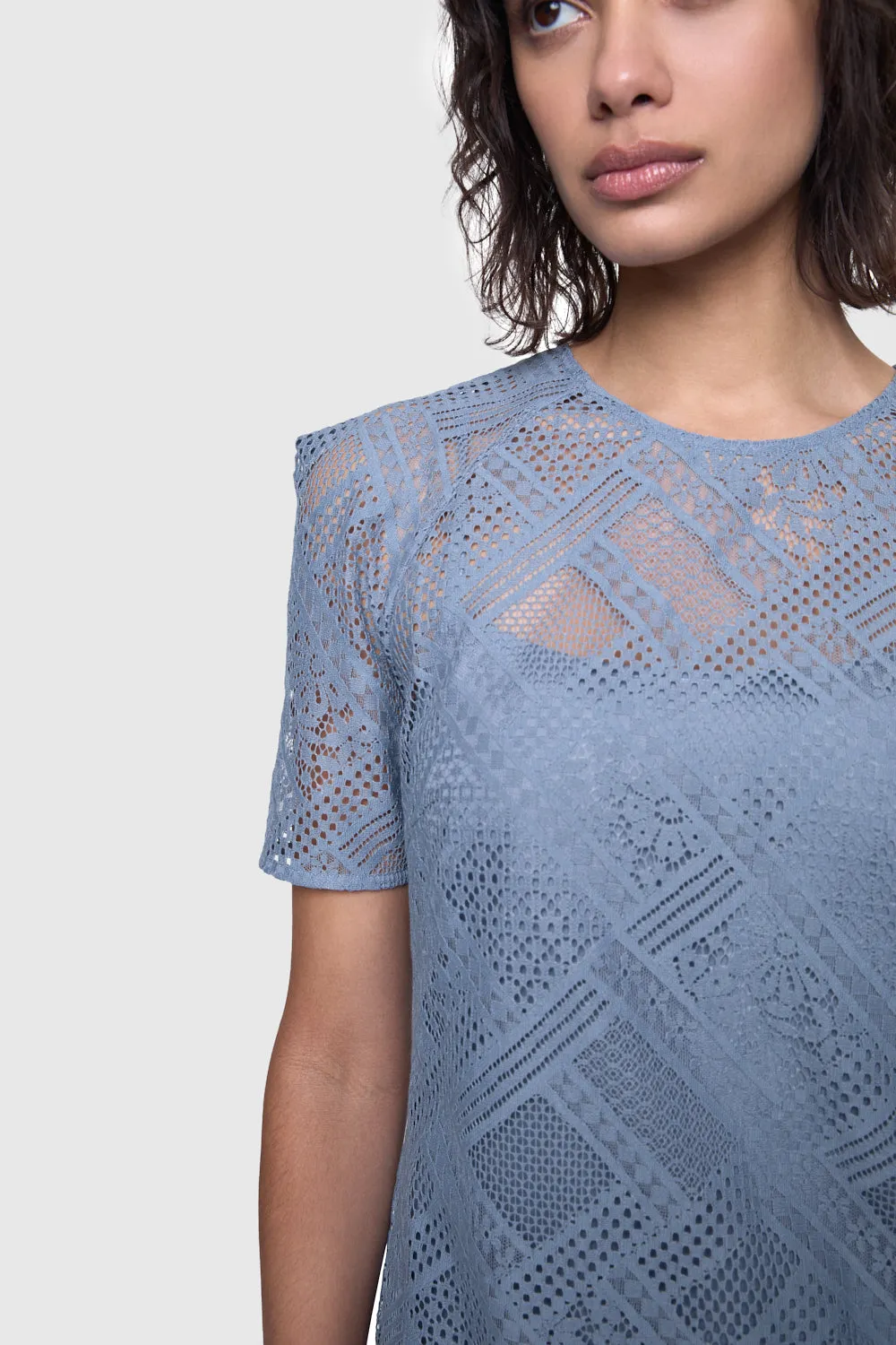 Smart Comfort Elegant Waist Cara Lace Short Sleeve Dress