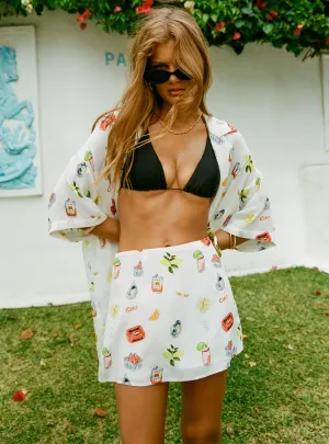 Clean Aesthetic Tiered Design Caraliia Mini Skirt White / Multi