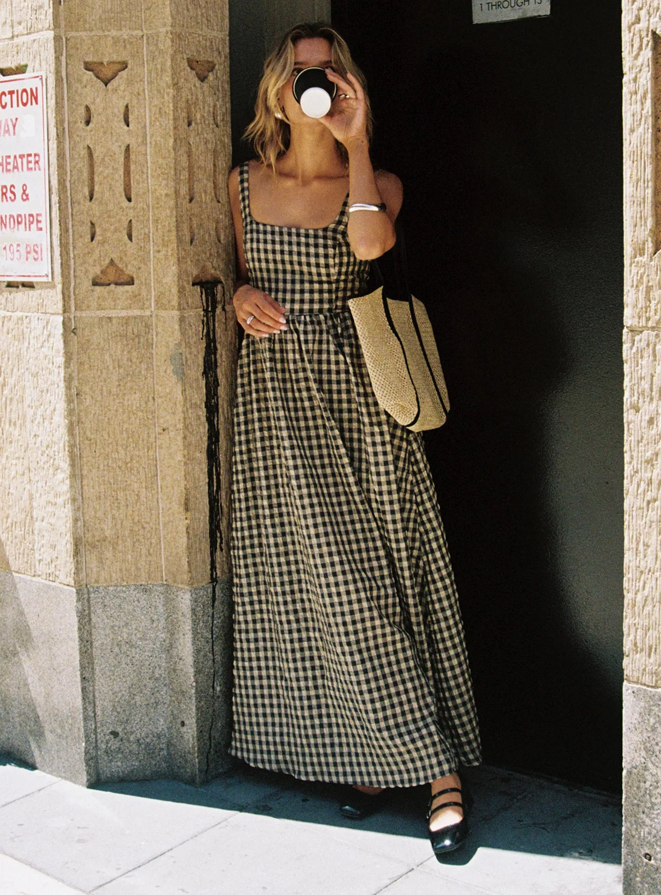 Guest Shine Cartmel Check Maxi Dress Black / Cream Tall