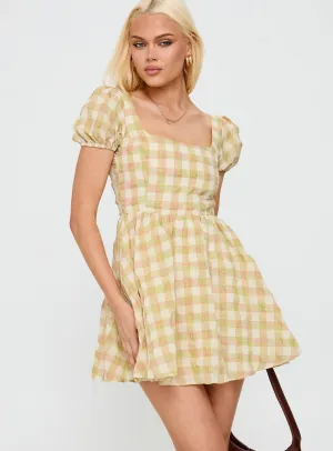 Flower Soft Cartmel Puff Sleeve Mini Dress Multi